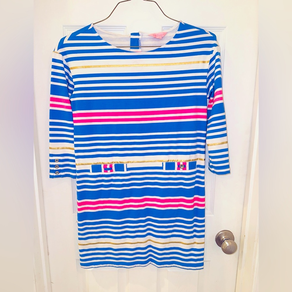 Lilly Pulitzer XS striped dress with starfish on zipper perfect Cool mornings